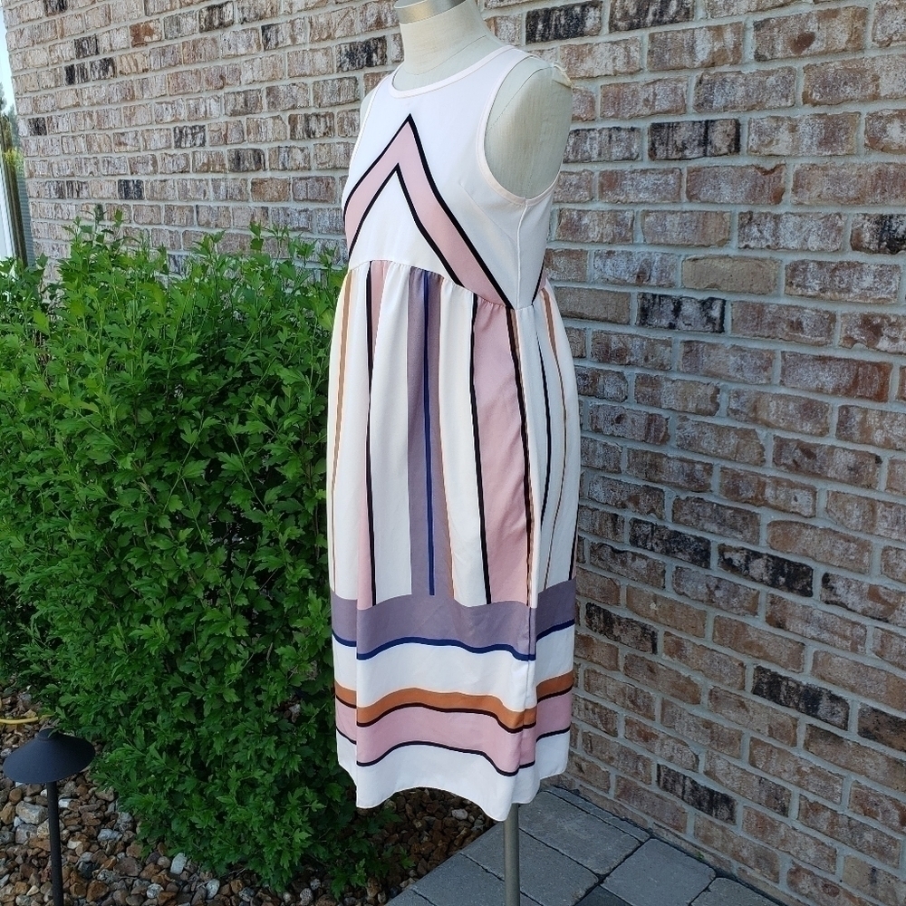Sleeveless Geometric Print Pattern Summer Dress M